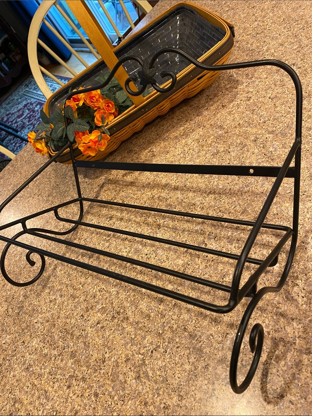 Longaberger Foundry Collection Wrought Iron Shelf Black Maple Leaf -No Cross Bar